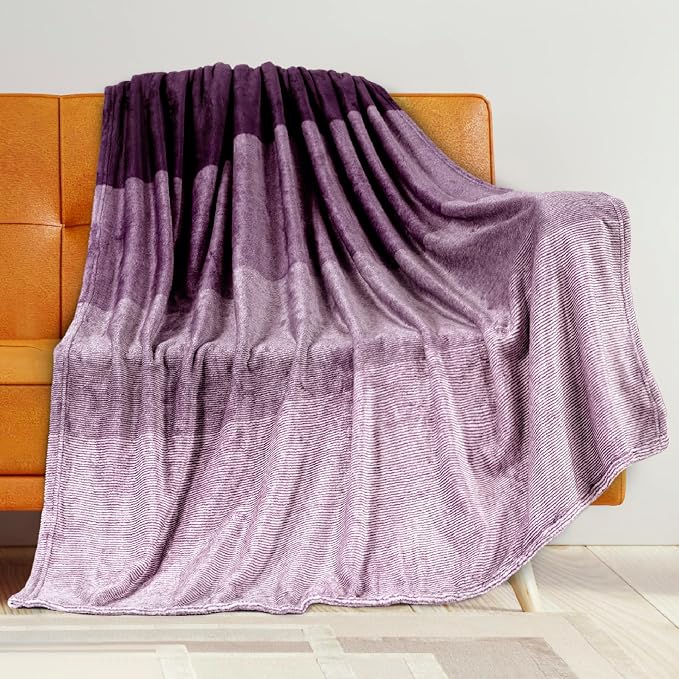 PAVILIA Purple Ombre Fleece Throw Blanket for Couch Sofa Bed, 50x60 | Gradient, Soft Plush Flannel Fleece, Lightweight Accent Blanket, Warm All Season, Machine Washable, Cozy Decor Gift
