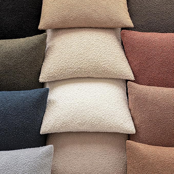 Foindtower Pack of 2 Textured Boucle Throw Pillow Covers Accent Solid Decorative Pillow Cases Cozy Woven Couch Cushion Case for Sofa Bedroom Living Room Home Decor 20x20 Inch Dirty Sage Green