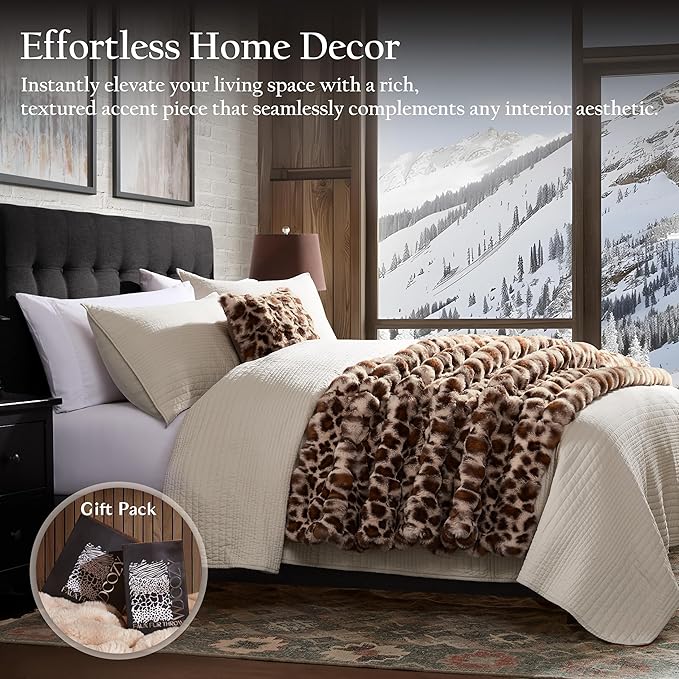 WDCOZY Cheetah Leopard Print Bubble Throw Blanket, Luxury Faux Rabbit Fur Mink Plush Throw for Couch, Sofa and Bed, Soft Fluffy Fuzzy Cozy Blanket for Women, Thick and Warm, 60x80 inches, 950 GSM