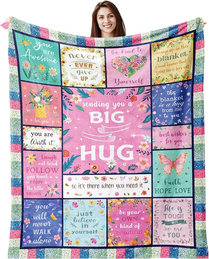 Butonus Get Well Gifts for Women After Surgery, Thinking of You Inspirational Encouragement Feel Better Gifts for Women, Knee Post Surgery Recovery Blanket for Woman, Hug Healing Blanket 60x50in