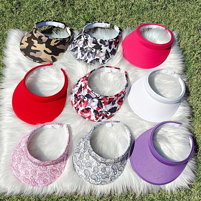 2 Pack Sun Visor Hats Women Men Clip On Wide Brim Visors Hat Outdoor Sports Golf Beach Travel Tennis Caps