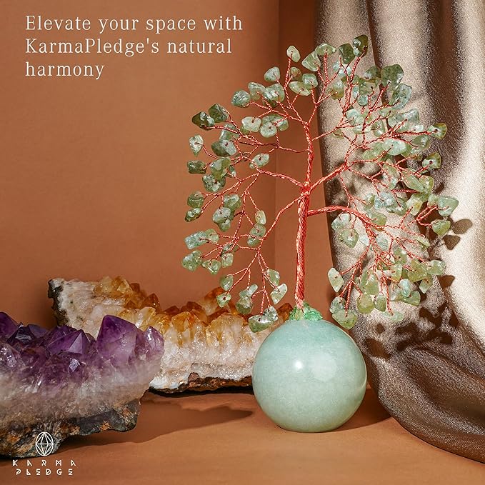 Green Aventurine Crystal Tree of Life Birthday Gifts for Women, Handmade Home Decor, Office, Room Décor, Reiki Healing Crystal Chakra Tree for Money, Positivity, Good Luck Gifts for Her, Mom & Dad