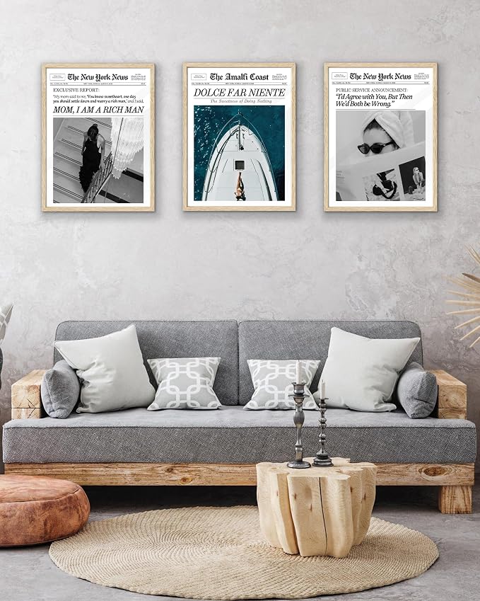 EcoHest 12x16 in Cool Girl Newspaper Canvas Art | Unframed Canvas Print, Girly Fashion Magazine Decor for Bedroom, Apartment, Dorm Room, College Room, 1Pack