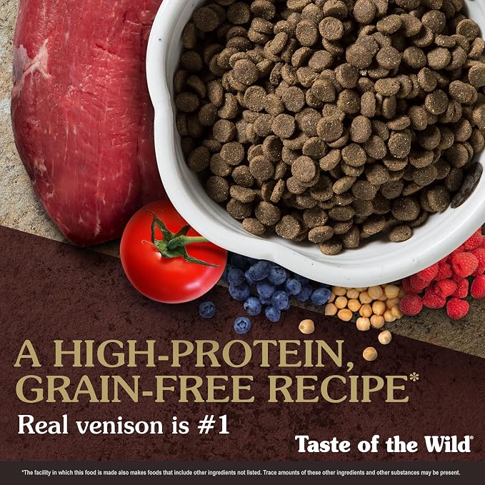 Taste of the Wild Pine Forest Dry Dog Food, Venison & Legumes, 28lb | Puppy, Adult & Senior Dogs |Grain Free Recipe* |Nutrient Dense to Help Support Peak Health |Probiotics for Digestive Support
