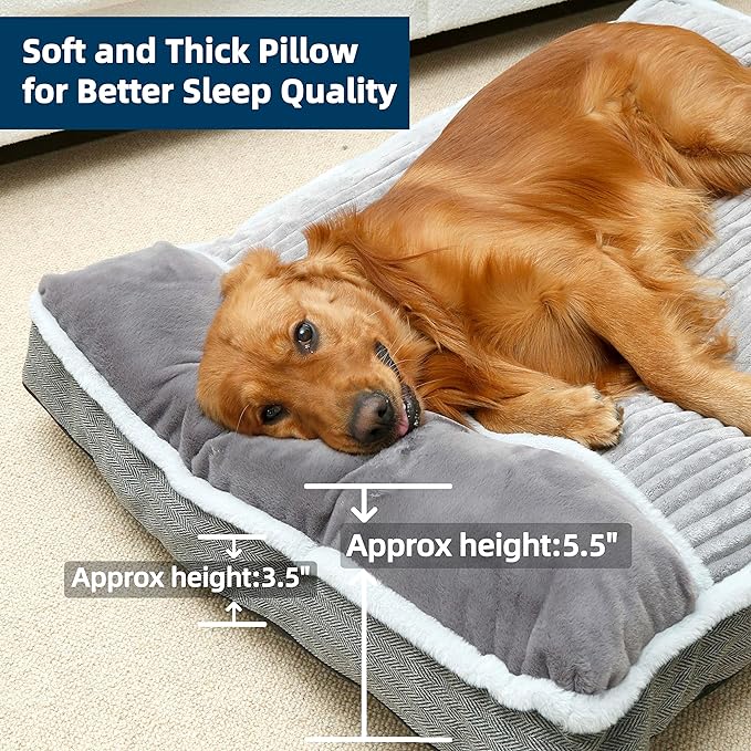 WINDRACING Large Dog Bed with Pillow for Crate Kennel, Sofa Dog Bed, Super Soft pet Bed for Medium, Jumbo, Furniture