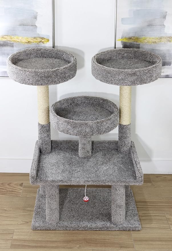 46″ XXL Heavy Duty Cat Tree – Extra-Large, Sturdy Indoor Cat Tower with Multiple Perches, Sisal Scratch Posts & Solid Wood Base (Gray)