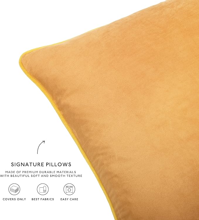 MONDAY MOOSE Decorative Throw Pillow Covers Cushion Cases, Set of 4 Soft Velvet Modern Double-Sided Designs, Mix and Match for Home Decor, Pillow Inserts Not Included (18x18 inch, Yellow/Pink)