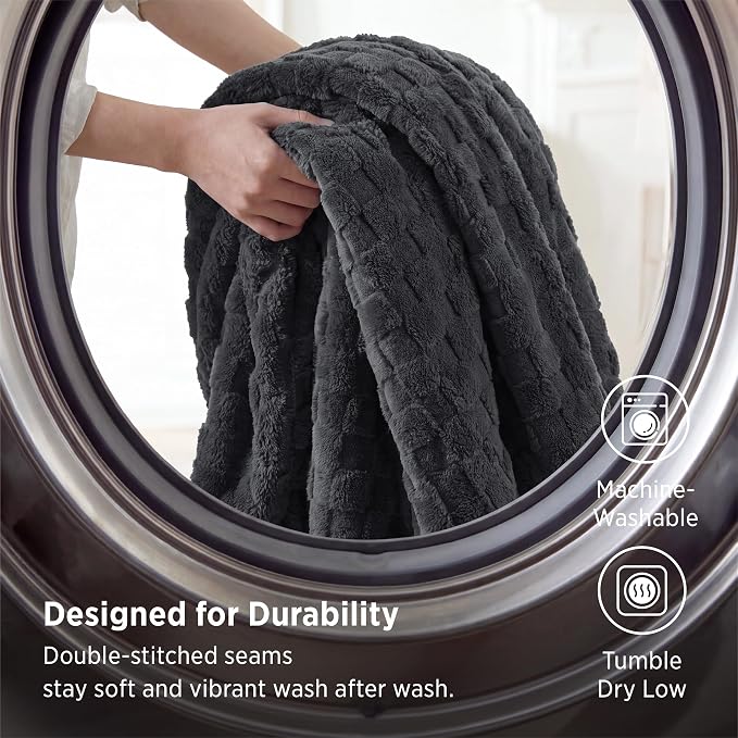 Bedsure GentleSoft Throw Blanket for Couch - Super Soft Cozy Blankets Gifts for Kids Girls, Cute Small Fleece Throws for Bedroom Home Decor, Dark Grey, 50x70 Inches