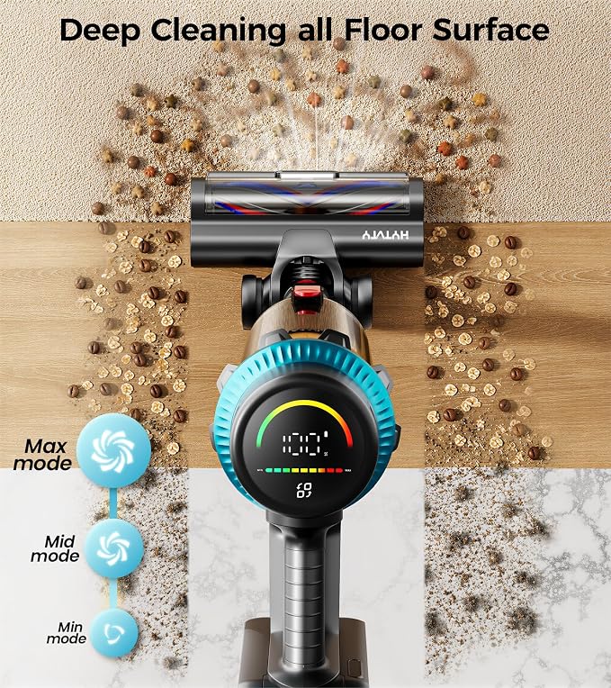Cordless Vacuum Cleaner, 650W/60Kpa/70 Mins Cordless Stick Vacuum, Self-Standing Wireless Vacuum with LED Displsy, 1.8L Dust Cup, Anti-Tangle Vacuum Cordless, Vacuum Cleaners for Home/Pet Hair/Carpet