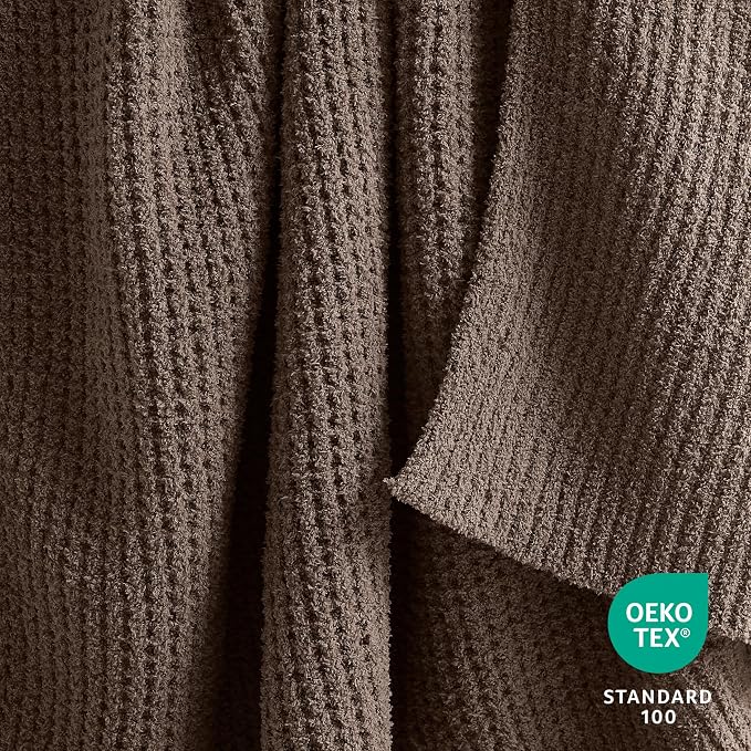 WDCOZY Taupe Waffle Throw Blanket for Couch Bed, Reversible Super Soft Plush Knitted Blanket, Lightweight Cozy Fuzzy Fluffy Warm Throw for Sofa Chair, Textured Blanket for Home Decor, Tan 60"x80"