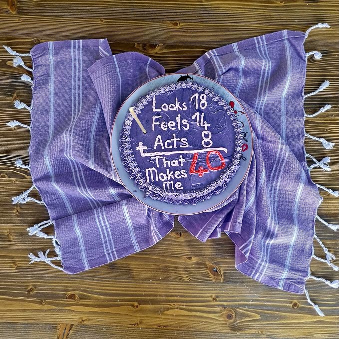 Cacala 100% Turkish Cotton Kitchen Tea Towels, Highly Absorbent Luxury Soft Quick Drying Dish Towel with Hanging Loop for Gym, Yoga, Bath, Sports, Cleaning and Kitchen (23 x 36), Dark Purple