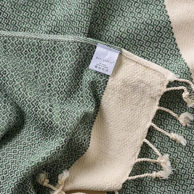 BAY LAUREL Turkish Hand Towel – Pack of 2 | Soft & Absorbent Decorative Towels for Bathroom, Hand, Face, Hair, Gym, Yoga, SPA, Kitchen & Tea | Boho Decor (Army Green, Diamond 15x26 Inches (Set of 2)