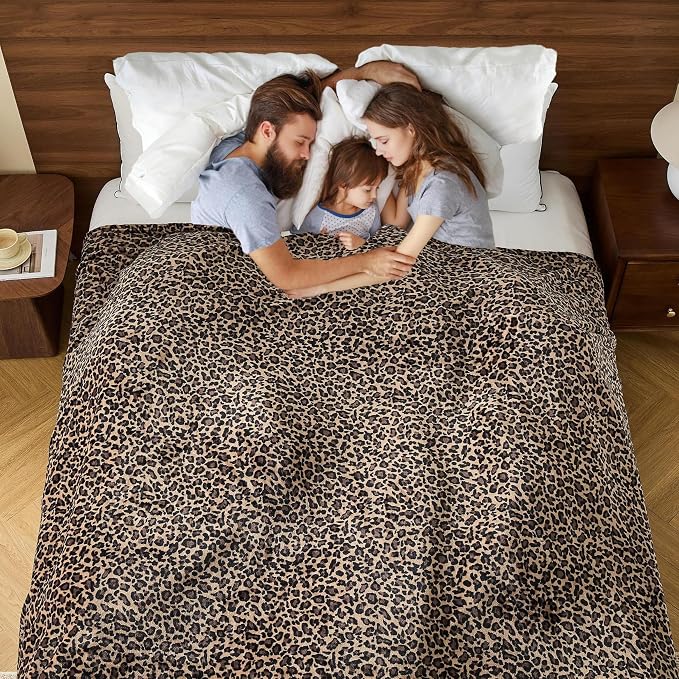 Edenleaf Leopard Print Blanket Fleece Throw for Bed Sofa Travel and Camping, Super Soft Cozy Fluffy Plush Cheetah Print Blanket for All Seasons 90"x90" (Mocha Brown)
