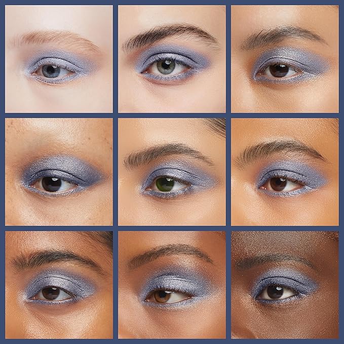 Steel Navy Blue Ice Denim Shimmering Smokey Eye Ocean Grey Pressed Powder Single Vegan Eyeshadow; Talc, Paraben & Cruelty Free