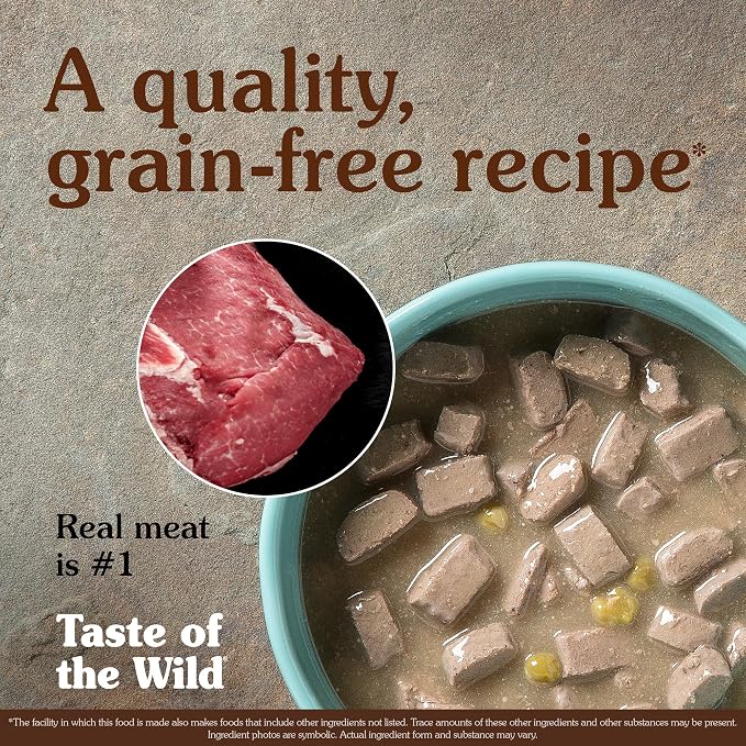 Taste of the Wild Southwest Canyon Wet Food Beef in Gravy 13.2oz Case of 12 | Puppy & Adult Dogs | Grain Free Recipe* | Complete & Balanced to Satisfy Finicky Dogs | Sweet Potatoes for All Day Energy