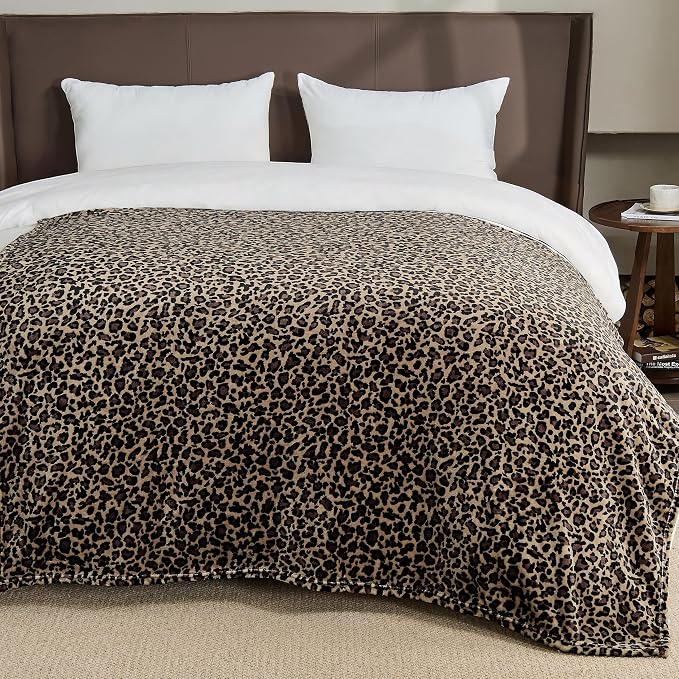 Bnuitland Cheetah Print Blanket, Fleece Leopard Print Blanket Home Decor | Luxury Fuzzy Blanket for Bed Couch, Coloring Blanket for Adult and Kid, Cheetah Room Decor, All Season, Coffee Brown, 60"x80"