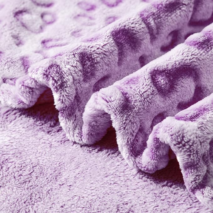 Excervent 3D Leopard Print Throw Blanket for Bed, 40x50 Inches, Purple | 280 GSM Lightweight Fleece Cheetah Throw Blanket for Sofa, Super Soft Cozy Gifts for Kids & Pets, Suitable for All Seasons
