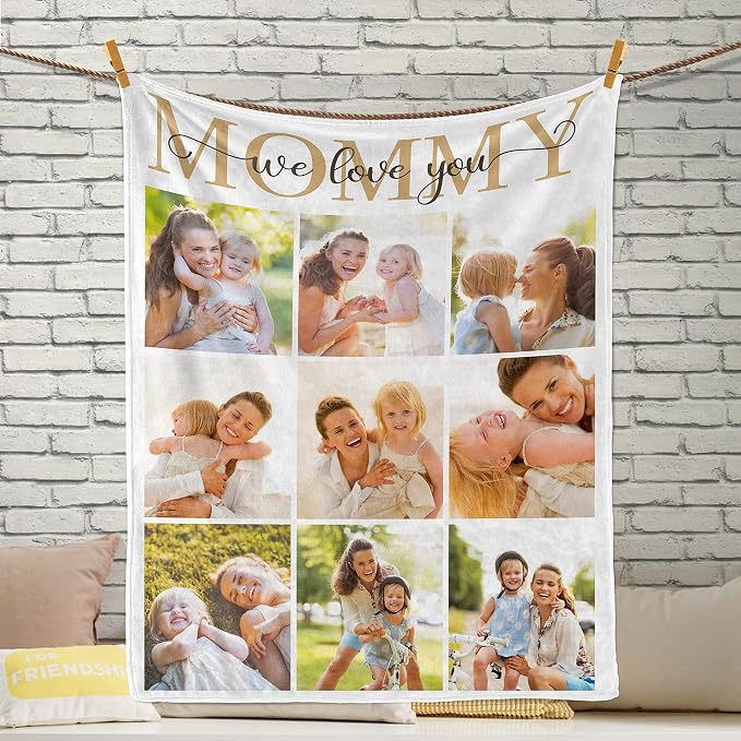 Custom Gifts for Mom from Daughter, Customized Blankets with Photos | Using My Own Photos Custom Memorial Gifts for Mother's Day Christmas Birthday, Dad, Friends, Couples, I Love You Mom