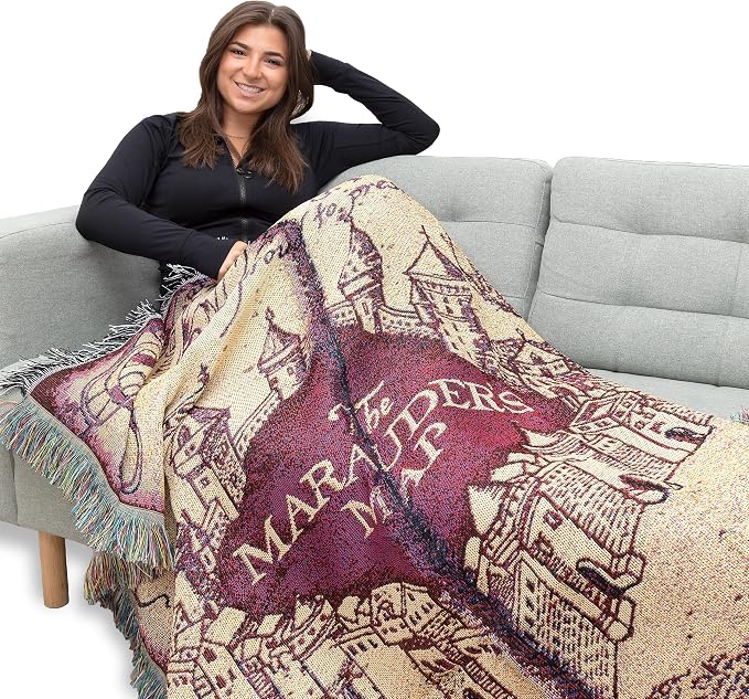 NORTHWEST Harry Potter Woven Tapestry Throw Blanket, Designer Home Décor, Modern, Unique Gift, 48" x 60", Marauder's Map (Pack of 6)