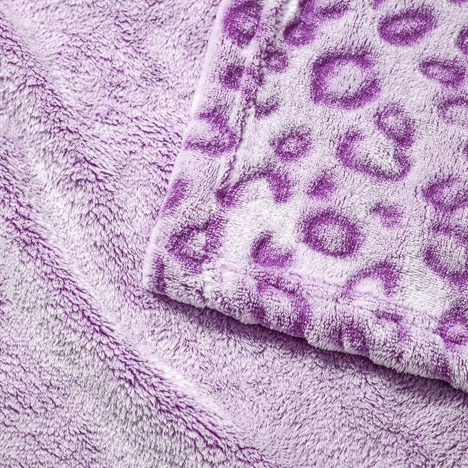 Excervent 3D Leopard Print Throw Blanket for Bed, 50x60 inches, Purple | 280 GSM Lightweight Fleece Cheetah Throw Blanket for Couch Sofa Bed, Super Soft Cozy Warm Blankets, Suitable for All Seasons