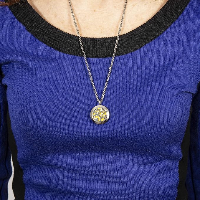Wild Essentials Arbol Tree of Life 2 Essential Oil Diffuser Necklace Gift Set - Includes Aromatherapy Pendant, 24" Stainless Steel Chain, Refill Pads and 10ml of Inner Calm 100% Essential Oil