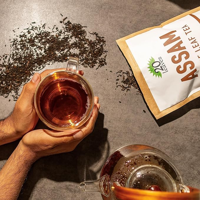 Assam Loose Leaf Black Tea - 100% Certified Organic - 1lb Pouch - 16oz Resealable Kraft Bag - 1 Pack