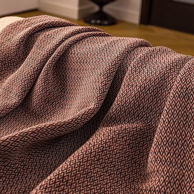 Peshtemania Premium Cotton Boho Blanket |50”x60”| Burnt Orange Fall Throw Blankets for Bed Sofa Couch Outdoor Farmhouse Turkish Throws and Blankets for Sofa Bedroom Picnic Blankets Yoga Blanket