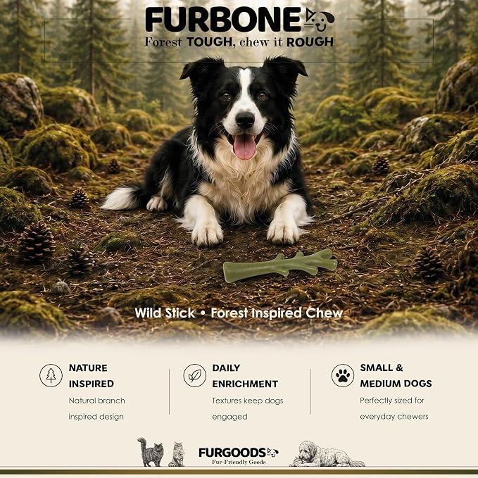 FURBONE Wild Stick Lamb Flavored Nylon Dog Chew Bone, Small & Medium Breeds