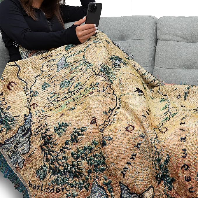 Northwest Lord of the Rings The Hobbit Middle Earth Woven Tapestry Throw Blanket, Soft and Durable Fandom Gift, 48 x 60 Inch