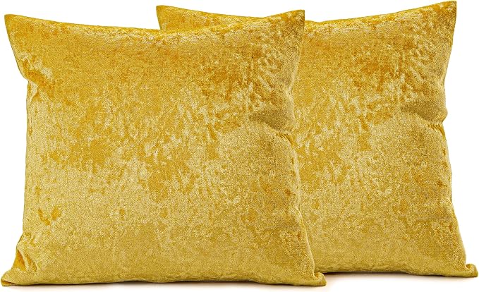 NiNi ALL Gold Velvet Throw Pillow Covers 18x18 Pack of 2 Decorative Couch | Soft Solid Boho Cushion Squar Pillow Cases for Chair Sofa Bedroom Farmhouse Living room Modern Luxury Home Decor Christmas