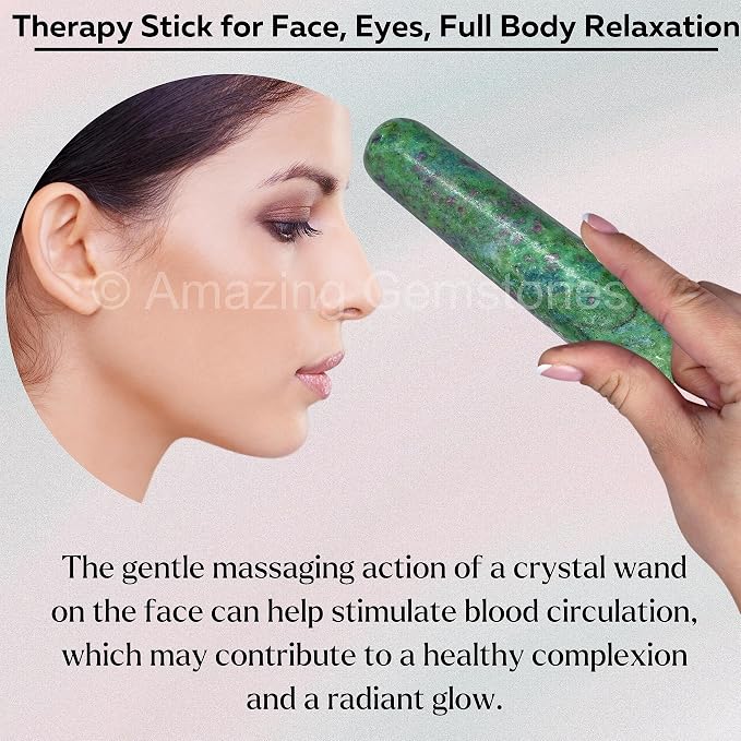 Amazing Gemstone Ruby Fuchsite Crystal Wand Massage Stick - Pelvic Wand Gua Sha for Adults - Crystals and Healing Stones Massage Wands for Adults Gifts (Smooth)
