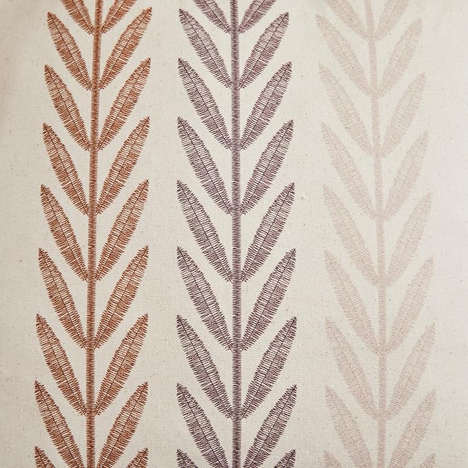 Farmhouse Leaves Throw Pillow Covers Set of 2, 20x20in Mixed Brown | 100% Organic Cotton, Rustic Accent Print Pillow Case, Pastoral Decorative Cushion Covers for Sofa Bed Living Room Home Decor