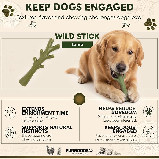 FURBONE Wild Stick Lamb Flavored Nylon Dog Chew Bone, Small & Medium Breeds