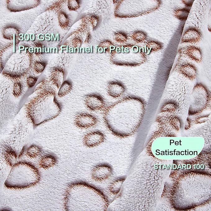 Stuffed Brown Small Premium Soft Dog Blanket, with Flannel Cute Paw Print, 24 * 32 inches, Newborn Cat Blanket Puppy Pads Supplies Dog Products Stuff Essentials