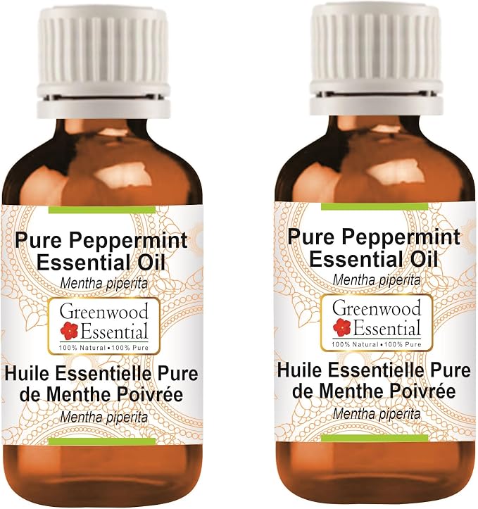 Greenwood Essential Pure Peppermint Essential Oil (Mentha piperita) Steam Distilled (Pack of Two) 100ml X 2 (6.76 oz)
