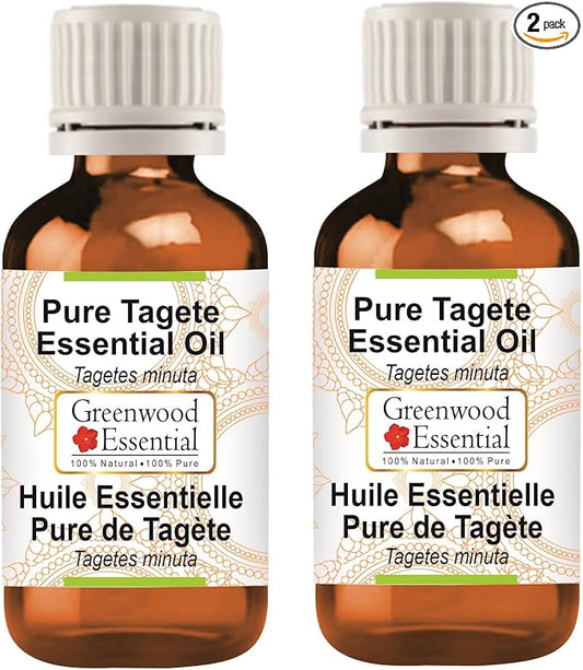 Greenwood Essential Pure Tagete Essential Oil (Tagetes minuta) Steam Distilled (Pack of Two) 100ml X 2 (6.76 oz)