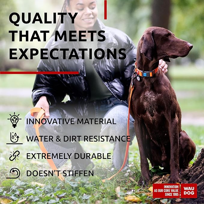 WAUDOG Waterproof Dog Collar - Adjustable Dog Collar for Large Dogs, Small and Medium Dogs - Heavy Duty Dog Collars with Durable Metal Clasp and QR Dog Tag - Boy & Girl Dog Collars | Water and Dirt Resistant, Quick Dry QR Pet Tag Adjustable Durable Com...