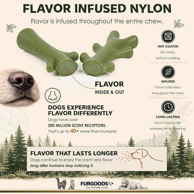FURBONE Wild Stick Lamb Flavored Nylon Dog Chew Bone, Small & Medium Breeds