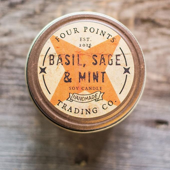 Basil, Sage and Mint 8 Oz Scented Soy Aromatherapy Candle w/Jar | Aromatherapy, w/Jar