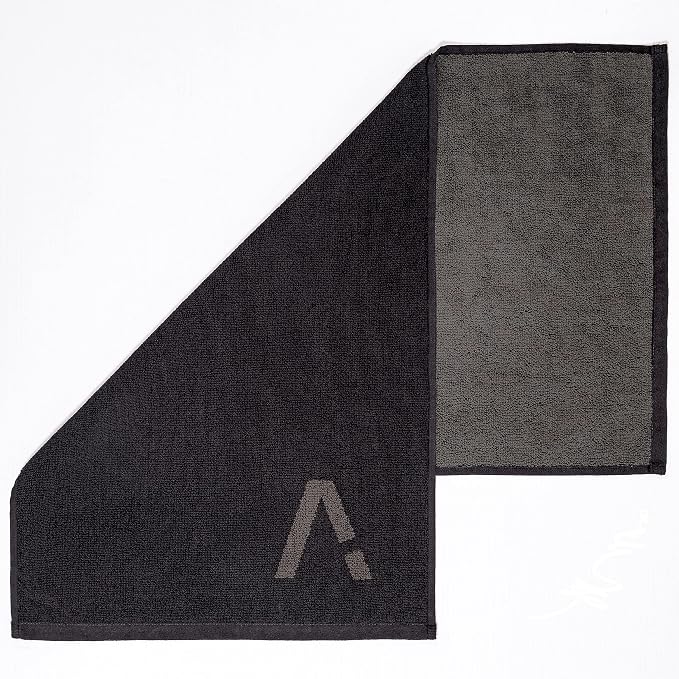Black Organic Cotton Gym Towel for Men and Women - Silver Infused Sweat Towel, 500 GSM, 31.5"x15.75" - Soft Absorbent Workout Towel for Gym Yoga Sports, Exercise Towel