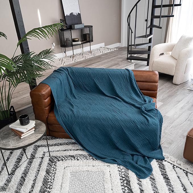 Comfy Cubs Adult Muslin Blanket 90x66” Twin Swaddle Blankets, Neptune | 6 Layer Soft, Breathable & Lightweight Muslin Adult Blanket - Machine Washable & Designed in the US Bedding for All Seasons