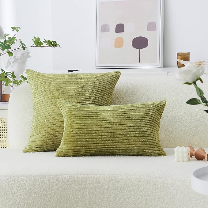 Home Brilliant 20x20 Pillow Cover Solid Decorative Plush Throw Pillow Cover Soft Velvet Cushion Cover for Garden Backyard Patio Decor, 20 x 20 inch (50cm), Grass Green