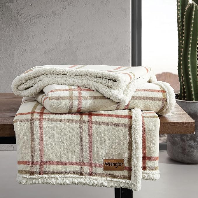 Wrangler - Throw Blanket, Soft Plush Fleece Bedding, Western Decor for Bed or Couch (Colt Bright Orange, 50 x 60)