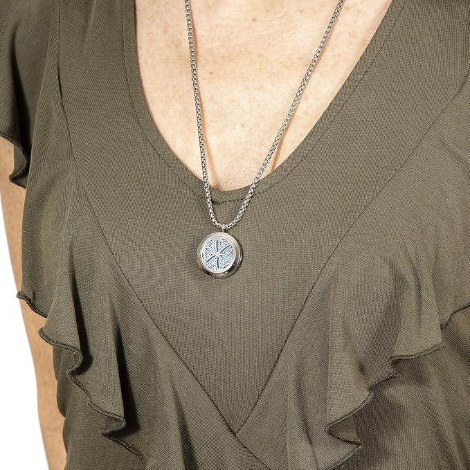 Wild Essentials 3 Necklace Set, Tree of Life, Flower of Life, Wrought Iron Essential Oil Diffuser Necklace Stainless Steel Locket Pendants with 24 inch Chains, 36 Refill Pads, Color Changing Jewelry
