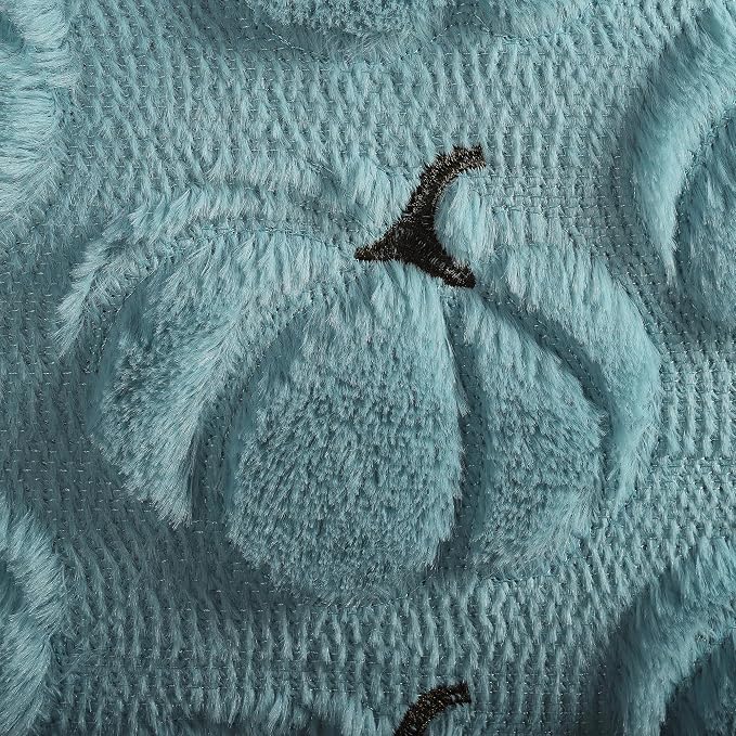 Fall Pumpkins Decorative Pillow Covers 20x20 Set of 2, Light Blue Soft Plush Faux Fur Wool Farmhouse Throw Cushion Cases for Autumn Thanksgiving Holiday Home Decorations