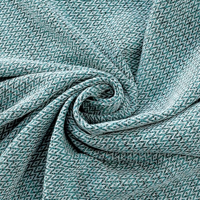 Peshtemania Premium Cotton Throw Blanket, 50x60 inches, Light Blue, Turkish Herringbone, Farmhouse Decor, Yoga Blanket, Picnic Blanket