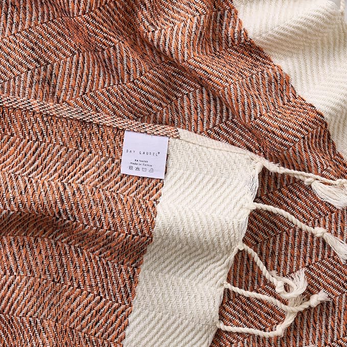 BAY LAUREL Turkish Hand Towel – Pack of 2 | Soft & Absorbent Decorative Towels for Bathroom, Hand, Face, Hair, Gym, Yoga, SPA, Kitchen & Tea | Boho Decor (Orange, Herringbone 15x26 Inches (Set of 2)