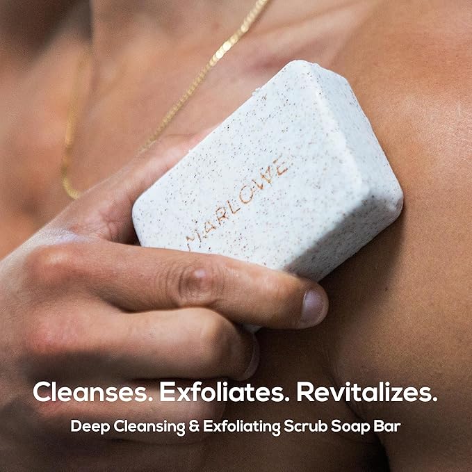 MARLOWE. No. 102 Body Scrub Soap 7 oz (12 Bars), Cedarwood & Sea Salt, Exfoliating Soap Bar with Shea Butter, Olive Oil & Green Tea Extracts, Cleanses, Smooths & Revitalizes Skin, Fresh & Zesty Scent