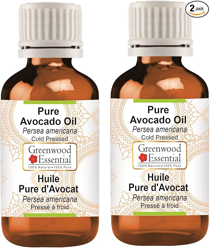 Greenwood Essential Pure Avocado Oil (Persea Americana) Cold Pressed (Pack of Two) 100ml X 2 (6.76 oz)