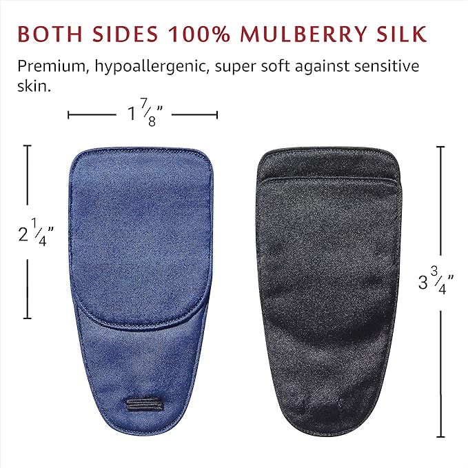 Astropic 2Pcs Silk Eye Patches for Adults Kids Glasses to Cover Either Eye (Medium, Navy Blue)